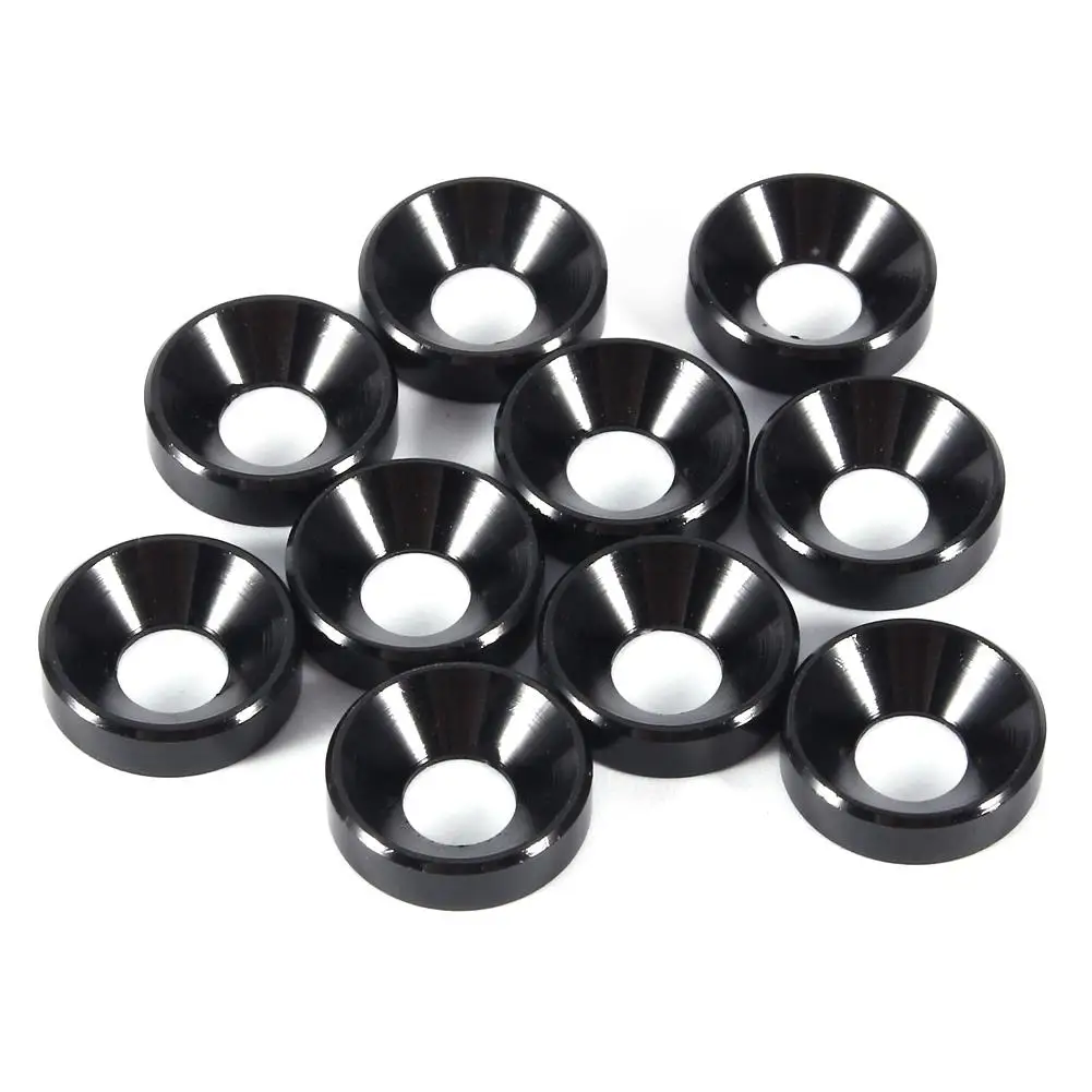 طوق رأس مسطح غاطسة من الألومنيوم المؤكسد ، سبيكة سوداء ، M5 ، CNC ، 10 من من من من الألمنيوم