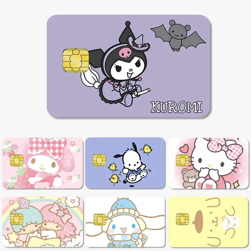 

Стикер для карт Sanrios Hello Kittys Kuromi, чехол для аниме мелодия, наклейка, пленка, пленка для кредитной карты, маленький чип