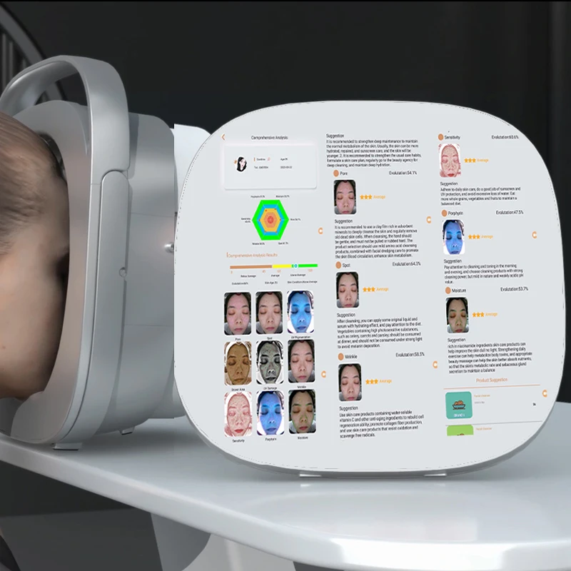 

New Design AI Face Skin Analysis Machine Home Spa Beauty Salon Skin Scanner 3D Digital Face Skin Care Analyzer 10 Spectra Images