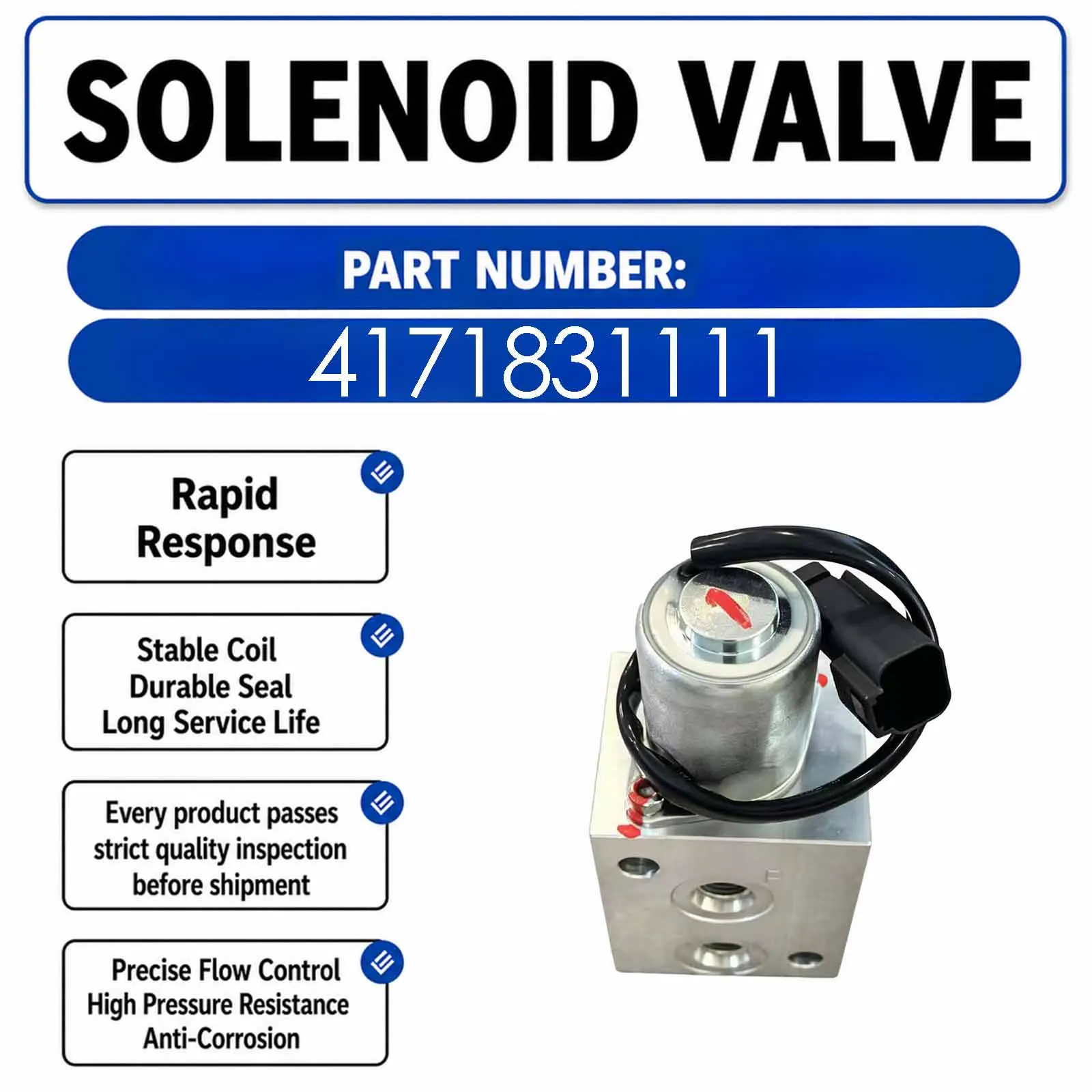 new Solenoid Valve 417-18-31111 4171831111 For Komatsu Loader WA150-5 WA200-6 WA200-7 WA200-8 WA250-6 WA250L-5 WA270-5 WA320-5L