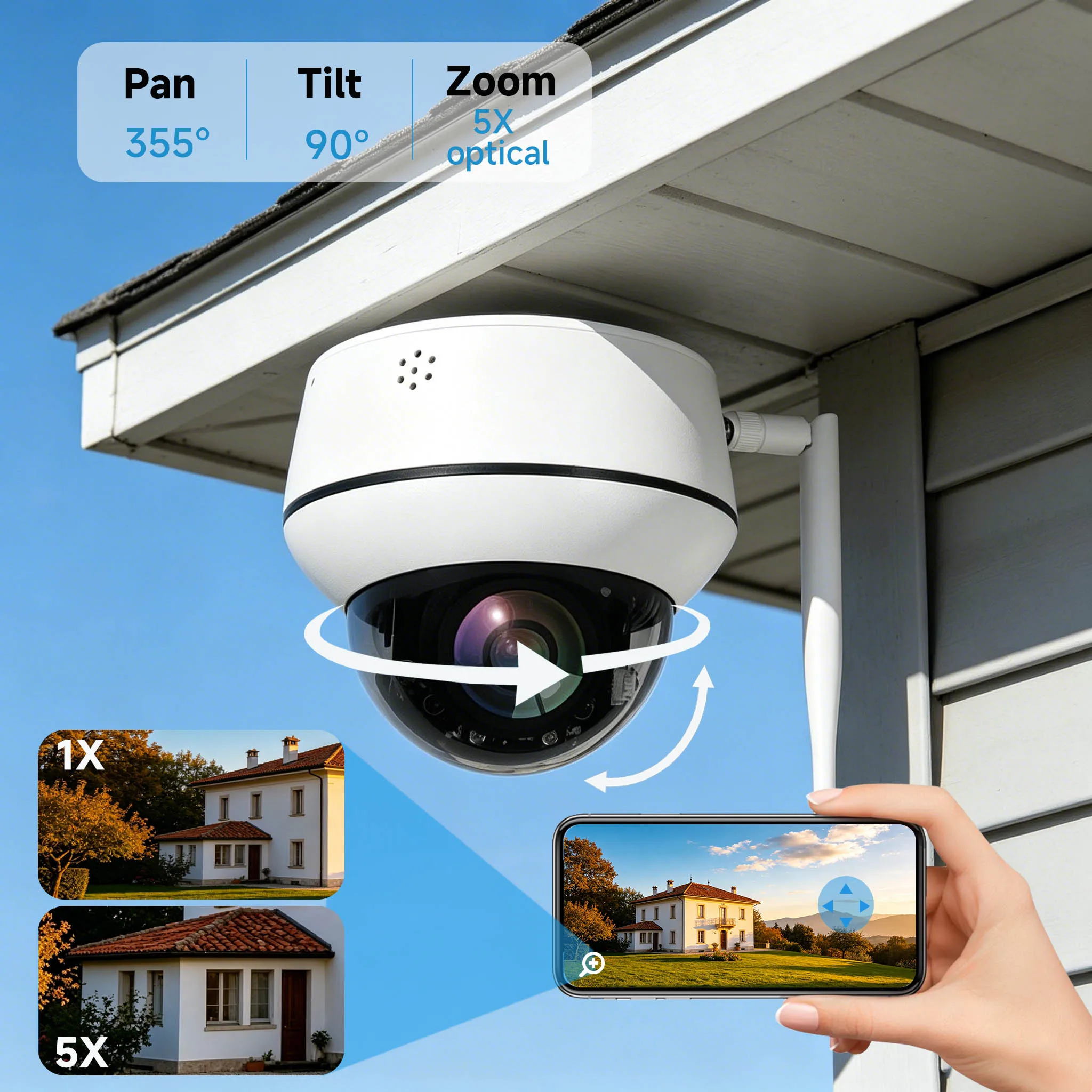BFMore WiFi Poe 5MP 5X Zoom/3.6mm Audio Surveillance камера with SD Card Slot Vandalproof IR Night Dome Video Security