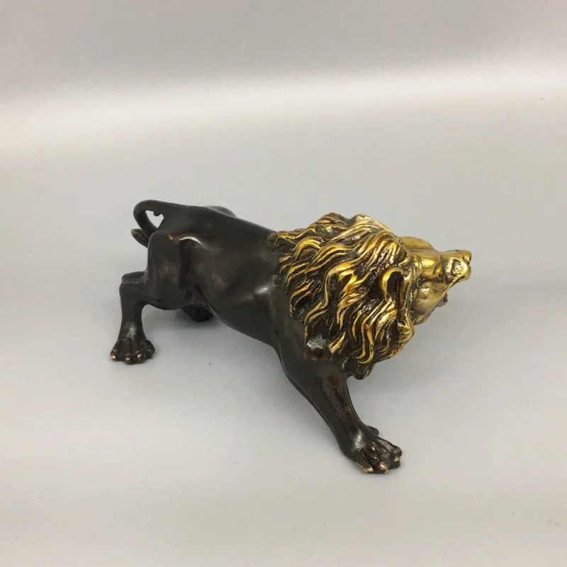 Antique Pure Copper Elegant Chinese Style Pulp Copper Lion Decoration Lion Grassland Home Living Room Office Decoration