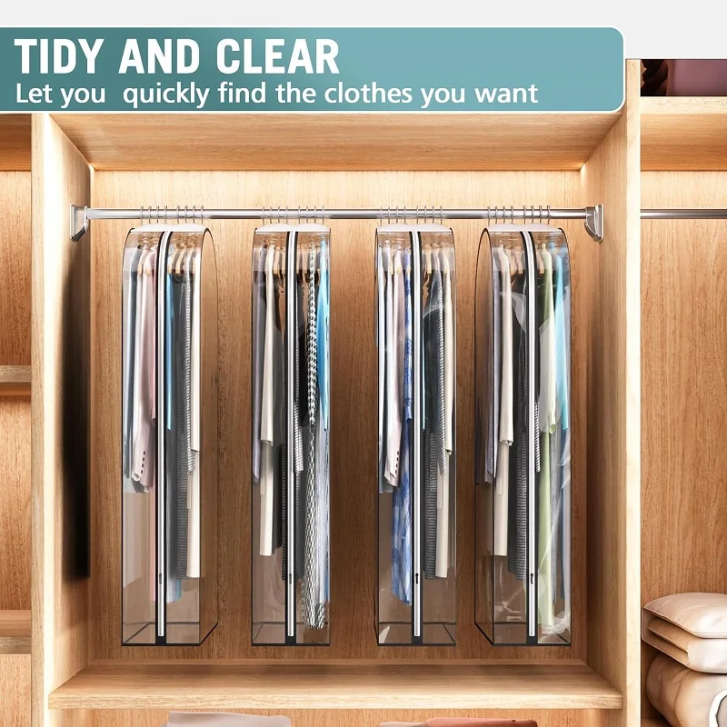 Kleidung Staub Abdeckung Transparent Kleid Kleidung Kleidungsstück Staub Abdeckung Hängen Organizer Wasserdicht Staubdicht Kleidung Kleiderschrank Lagerung – Detail 6