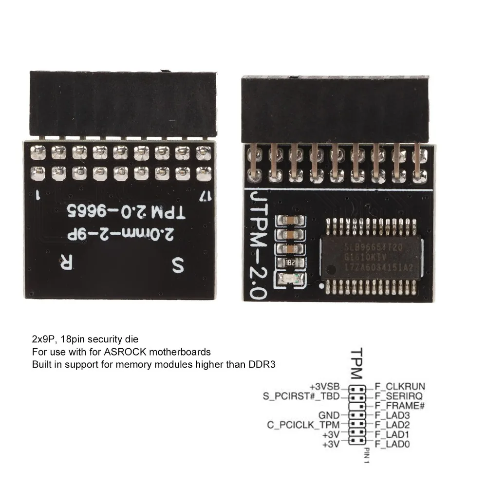 Picture 3: Practical 18Pin TPM2.0 Module Lightweight Compact Encryption Security Module TPM Module for Windows