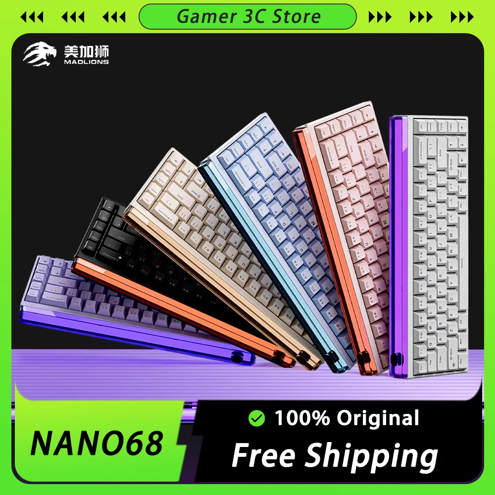 Madlions NANO68 Magnetic Switch Keyboard 8000Hz RGB TTC Wired Keyboard RT0.01 PC Office Games Custom Mechanical Keyboard Gifts