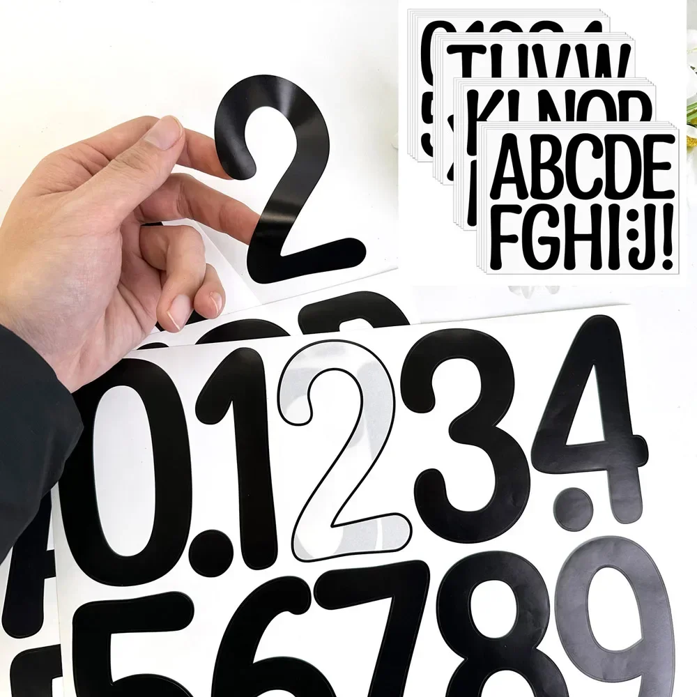 4-inch Big Letter Sticker 3 sheets Number Alphabet Vinyl Art Poster Bulletin Board Mailbox Classroom Decor Sticker