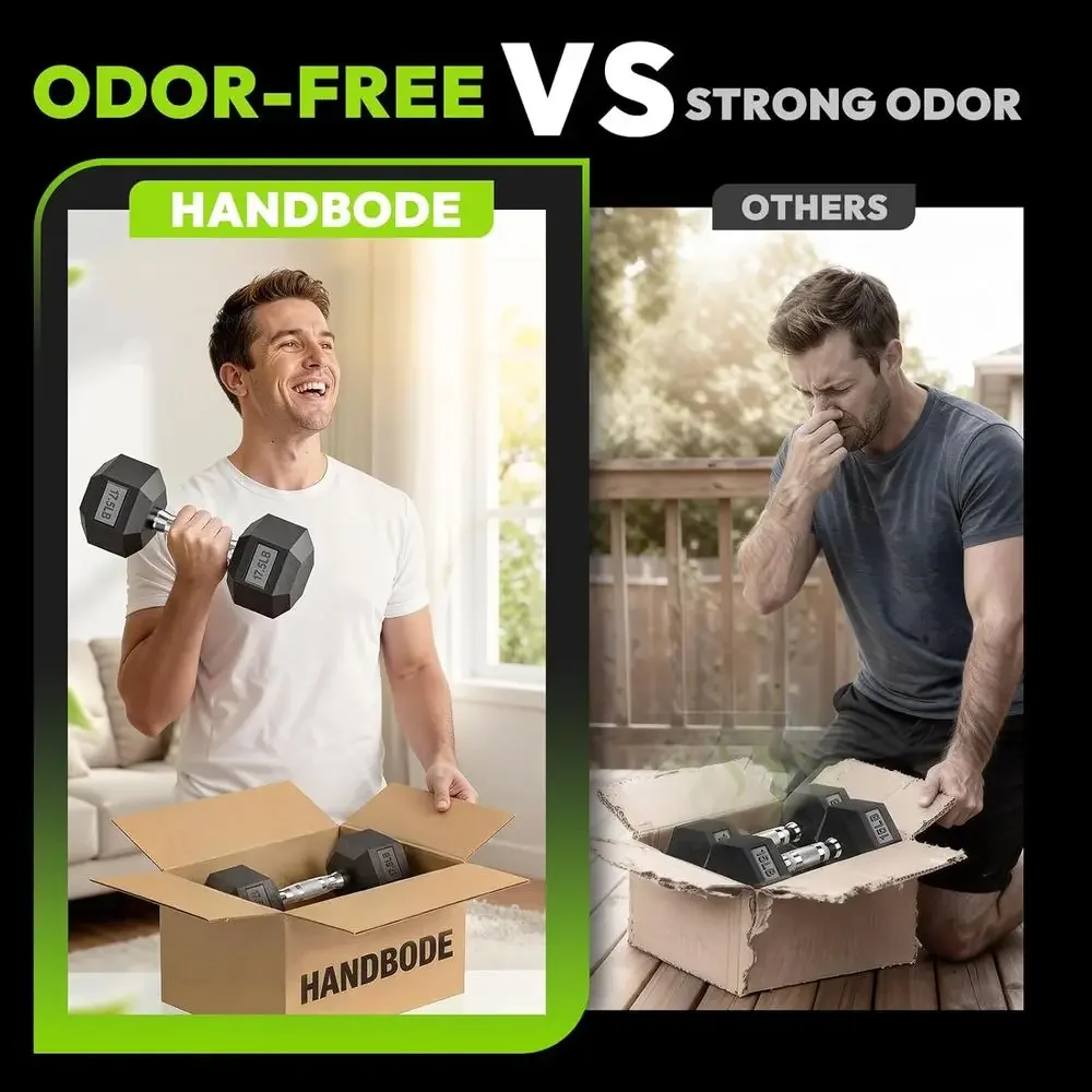 Hex Dumbbells with A-E Rack, 100-600 lb Weight Options, Non-Rolling Hexagon Design, Comfortable Grip for Home Gym Use view 4