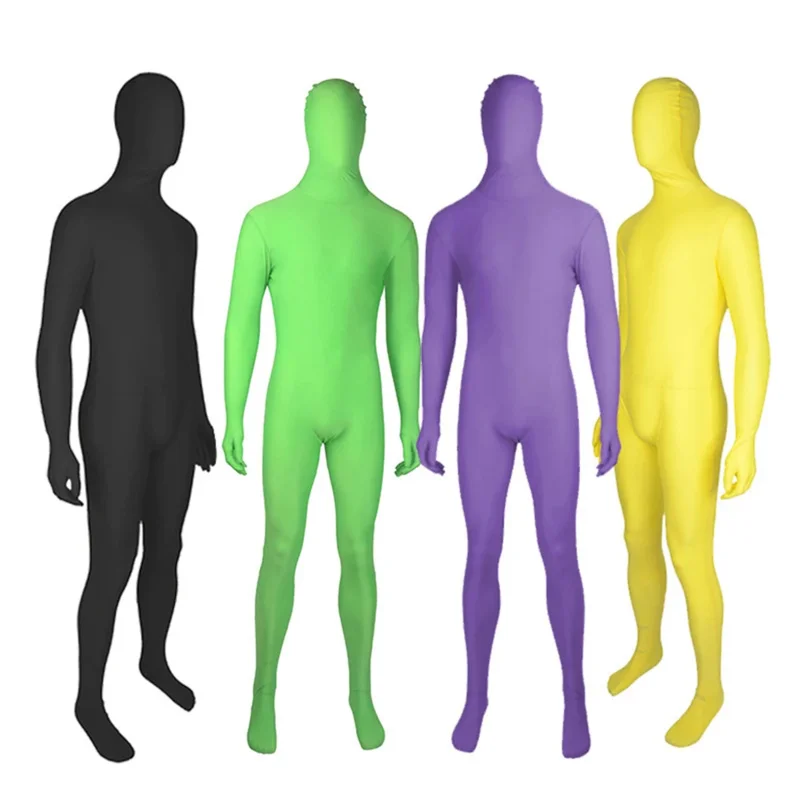 Volwassen Nieuwigheid Dansen Full Body Zentai Cosplay Kostuums Spandex Zwart Pak Strakke Een Stuk Catsuit Halloween Mannen Vrouwen Bodysuit