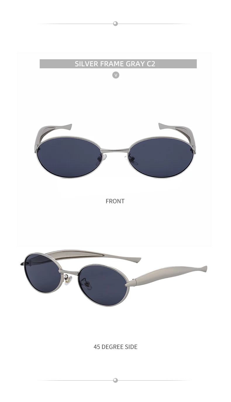 Sexy kleine ovale Punk-Sonnenbrille für Damen, 2026, luxuriös, Vintage, Steampunk, Metallrahmen, Sonnenbrille für Damen, trendige Reise-Sonnenbrille – Detail 15