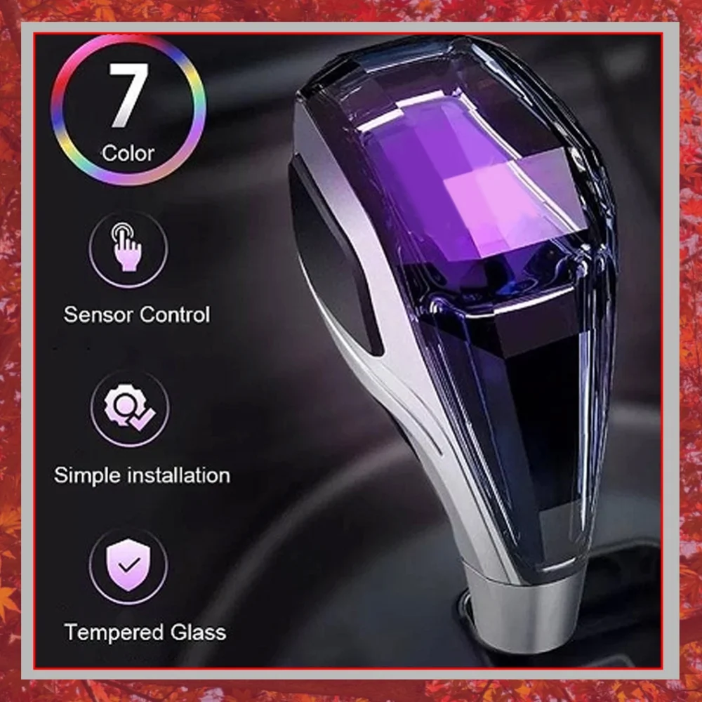 Touch Activated Crystal Cut Shift Knobs with 7 Light Colors Gear Knob Crystal Automatic Shift Knob Compatible with Most Cars