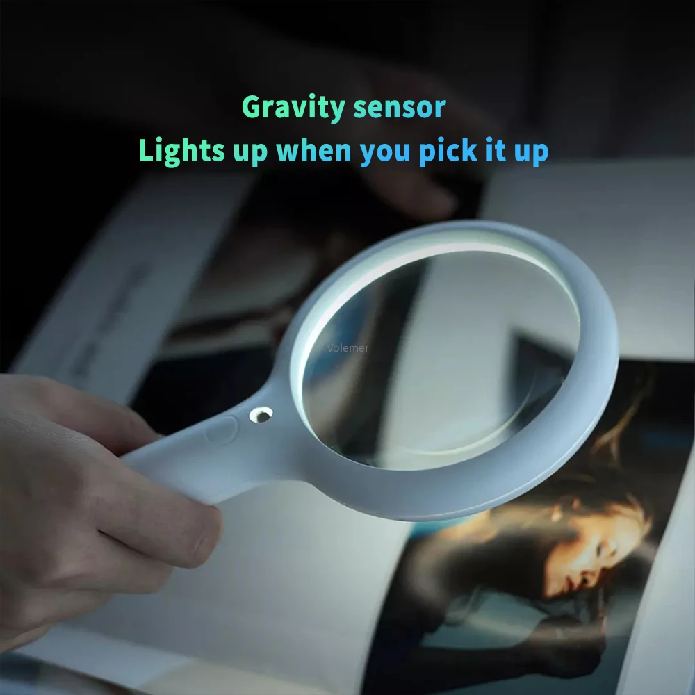 Youpin 3X Smart Gravity Sensor Handheld Magnifier Optical Glass Lens Loupe with 45 LED Lights Auto Adjust Brightness Night Light