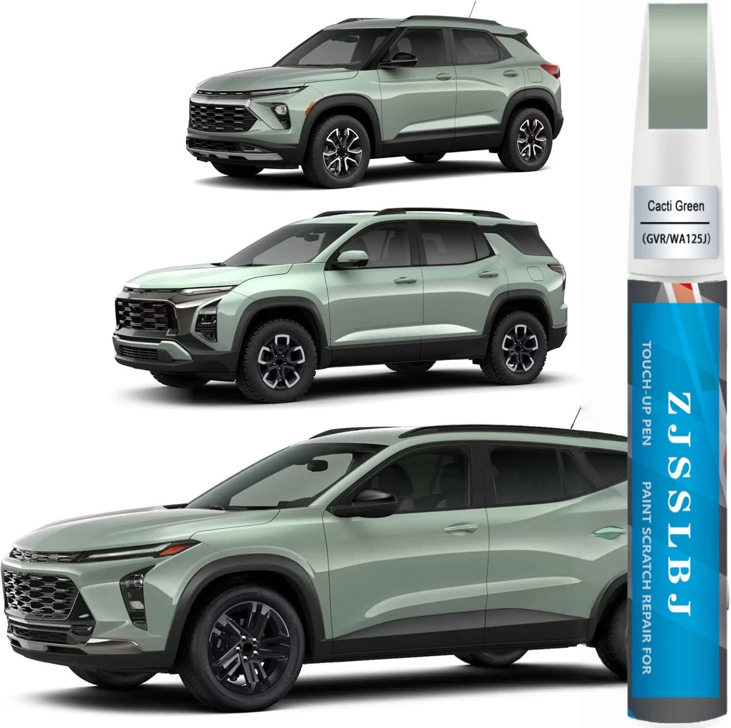 Car Touch Up Paint (Cacti Green(GVR/WA125J)) for Chevrolet, 2 in 1 Car Scratch Remover with Pen Tip and Brush, Exact Color-Matc