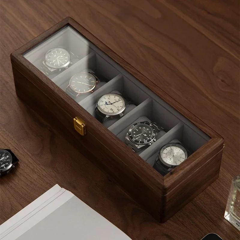 

Hot Sale Jewelry Organizer, Exquisite High-Grade Box, Solid Wood with Transparent Visual, Watch Box with Buckle Design