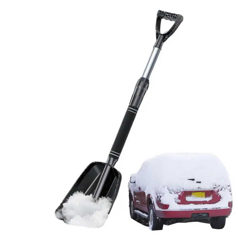 Telescopic Snow Shovel Extra Deep Heavy Duty Snow Scoop With Retractable Handle 28inch Digging Soil Gravel Garden Landscaping