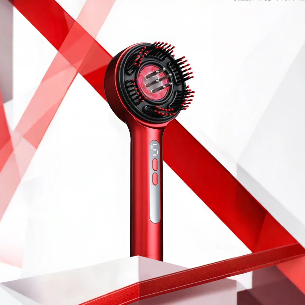 

Портативная электрическая расческа для массажа головы, эфирное масло, красный свет, 3-ступенчатый массаж головы, электрический расслабляющий массаж головы, подарок