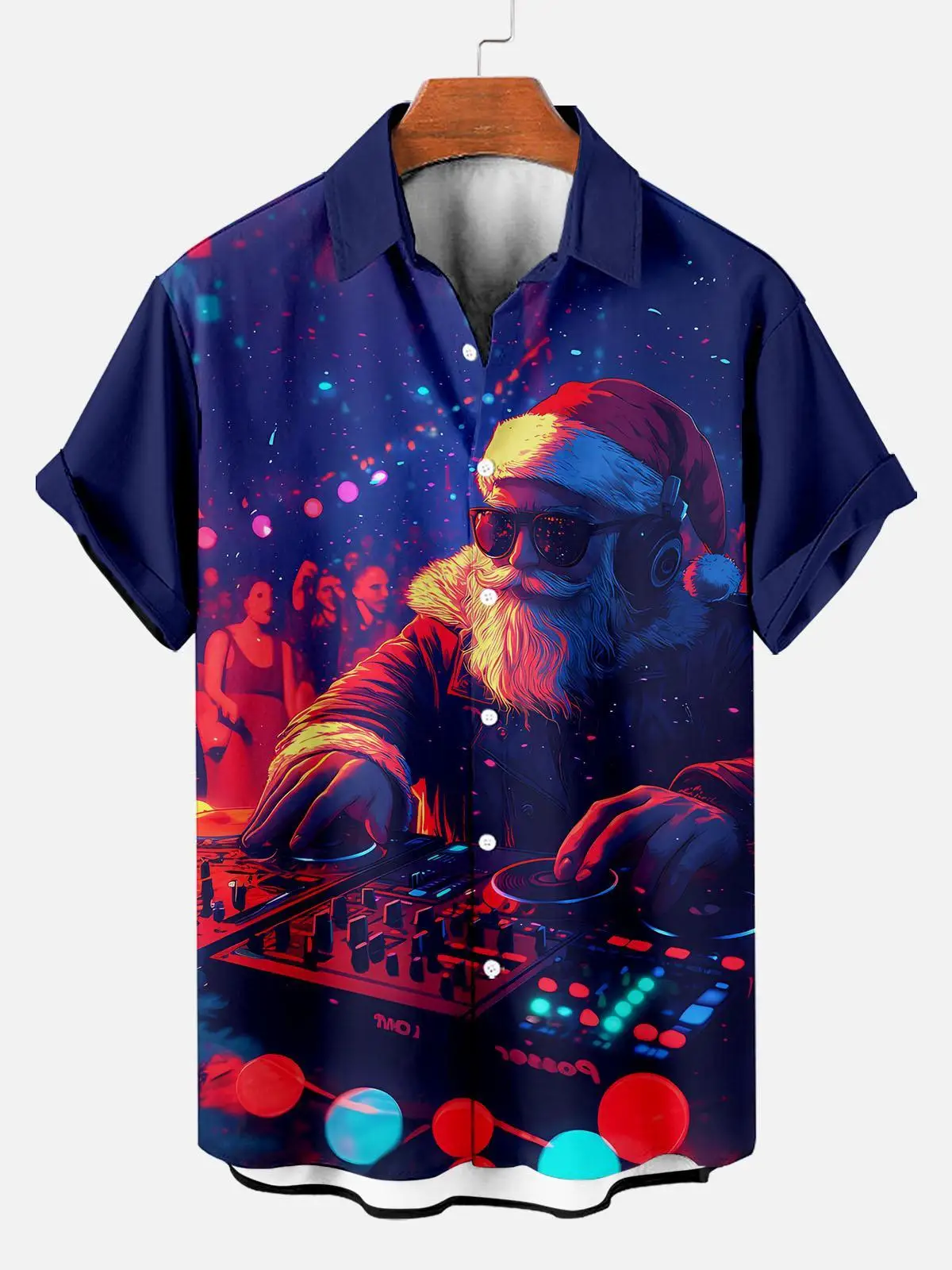 Men's Shirts 3D Christmas Printed Clothes Funny Button Short Sleeve Streetwear Shirt For Men Santa Claus Pattern Daily Clothing