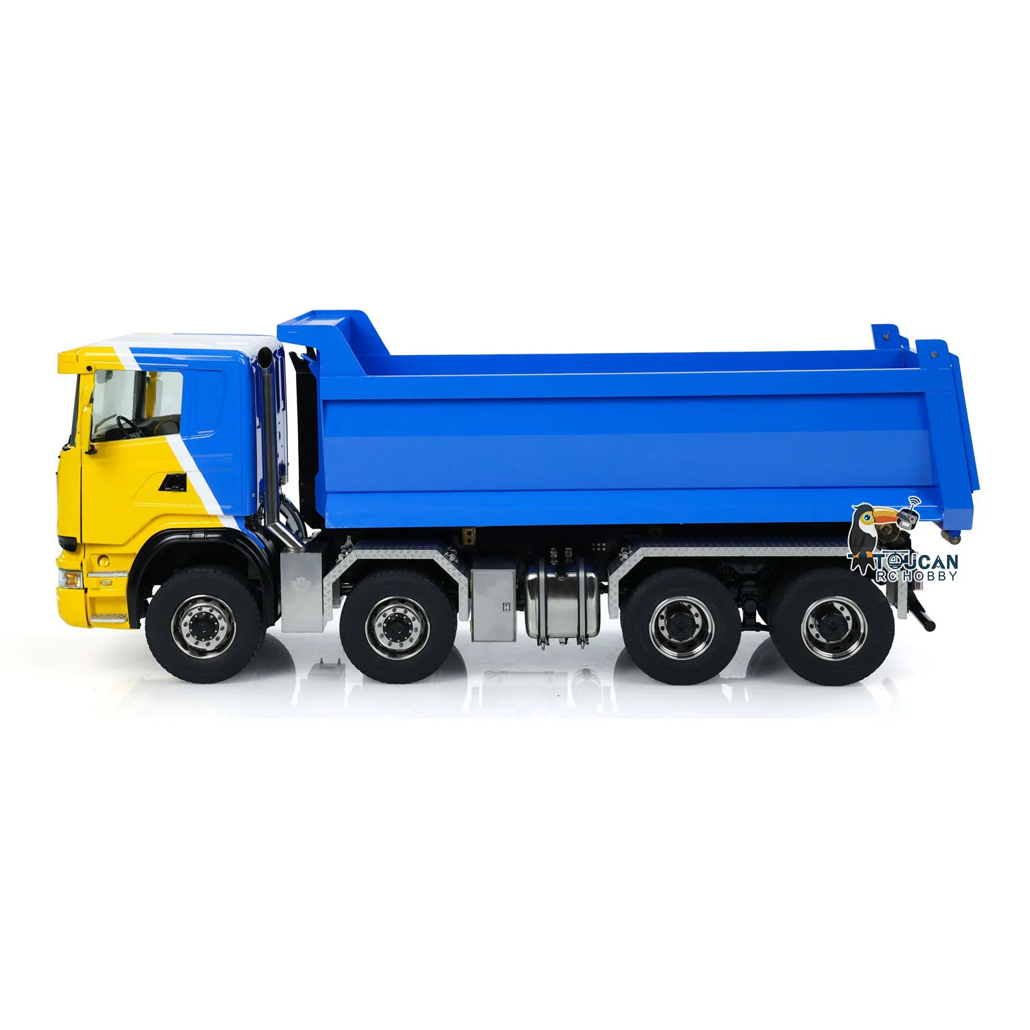RC Dump Truck 8x8 Metal 1/14 Hydraulic Full Tipper Differential Lock Axles 3Speed Gearbox Wheel Hub Reduction Flysky Radio
