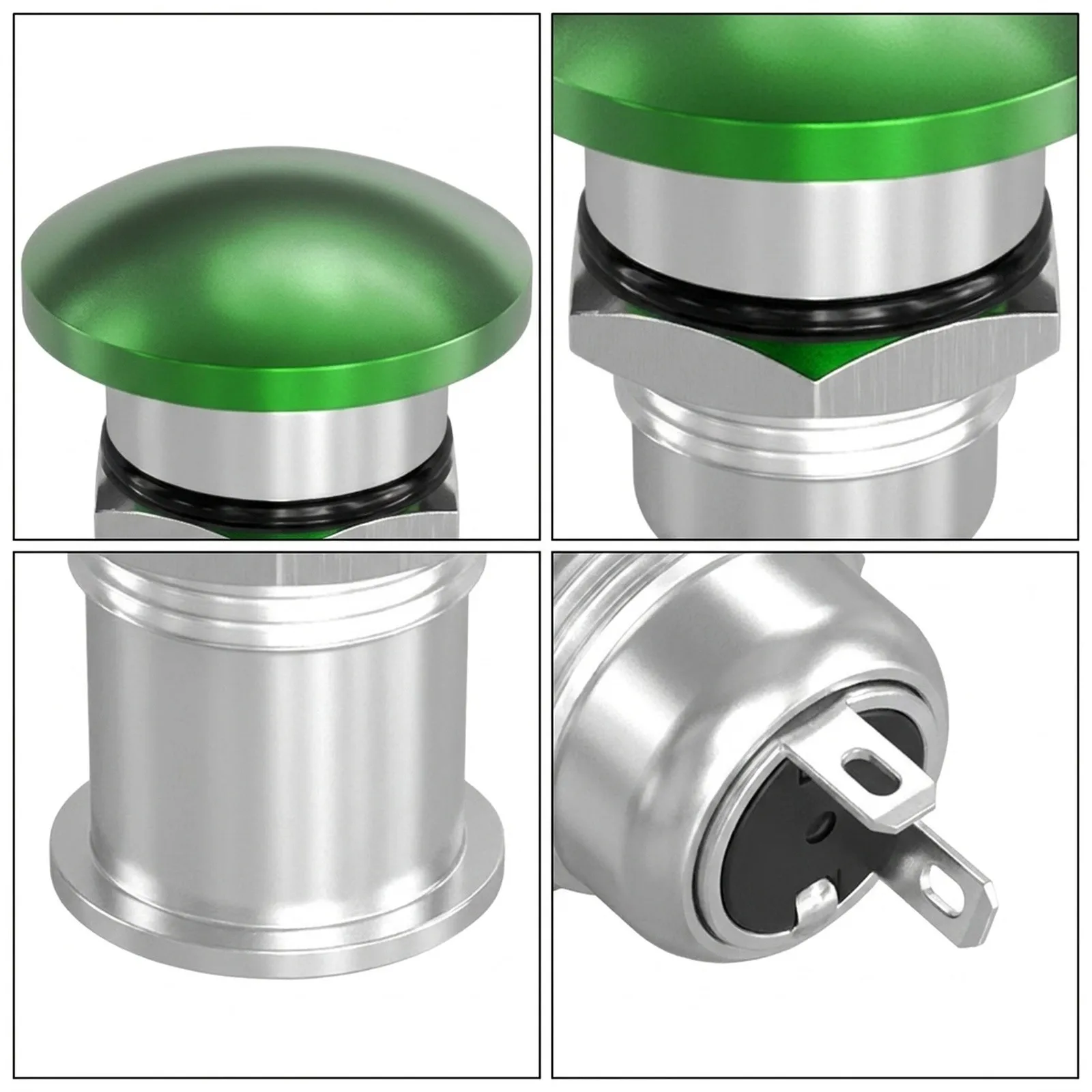 Green Mushroom Head Momentary Push Button Switch 22mm IP65 Waterproof Normally Open NO Industrial Control Panel