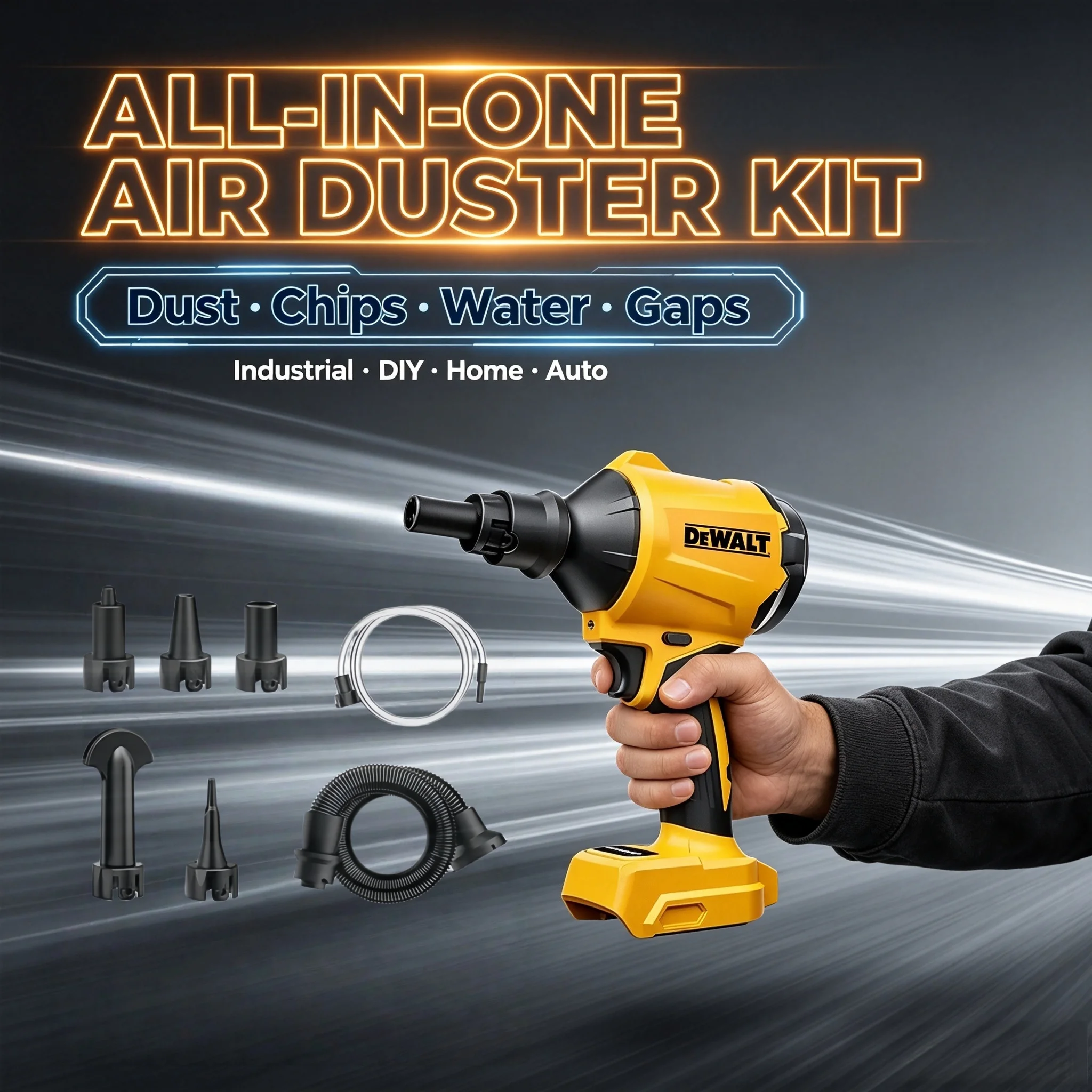 DEWALT Brushless 20V Cordless Air Blower, Multifunction Inflator & Dust Removal Gun with Nozzle