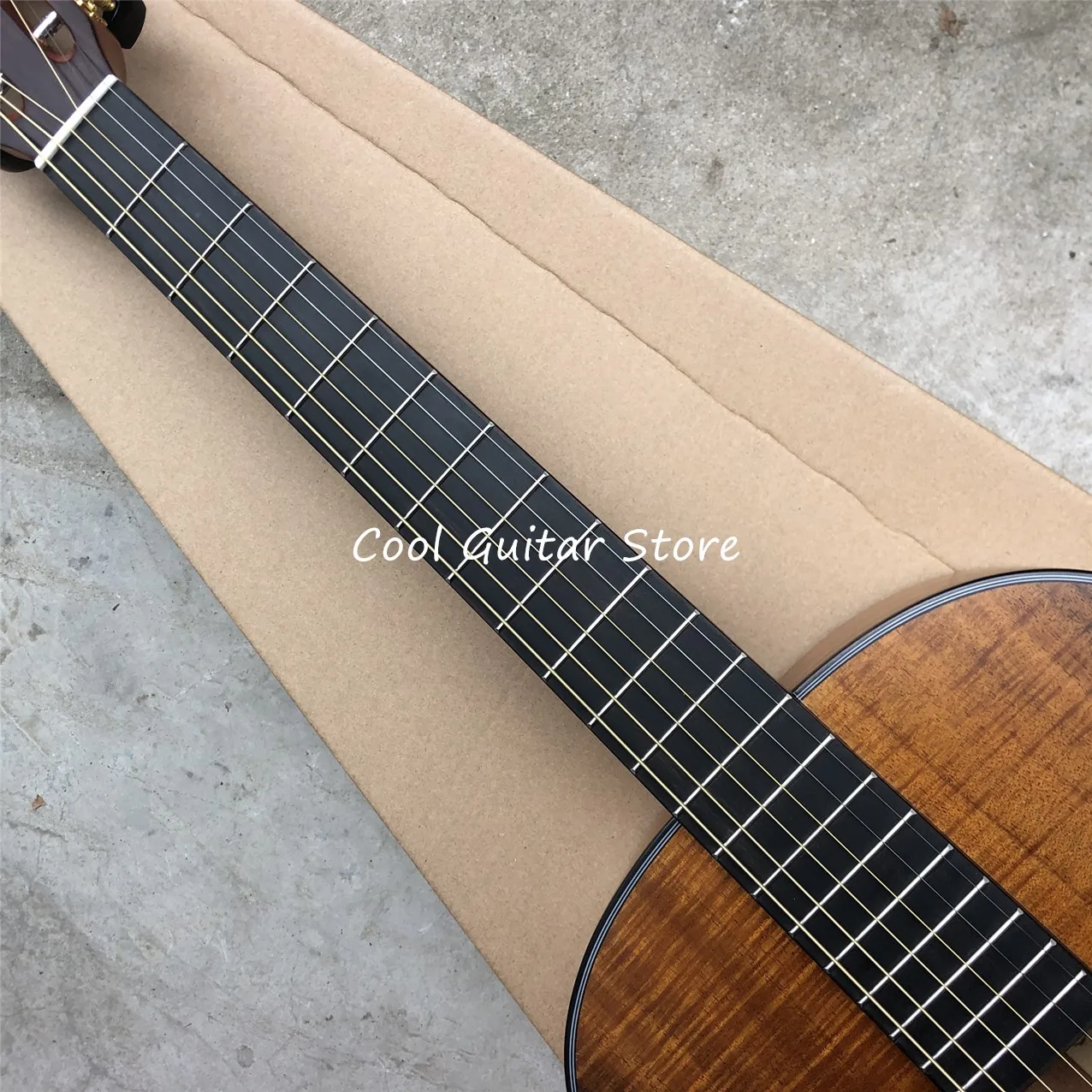 Custom Guitar,39 Inches All Koa Wood Acoustic Guitarr,Matt Finish Body,Classical Headstock,Ebony Fingerboard