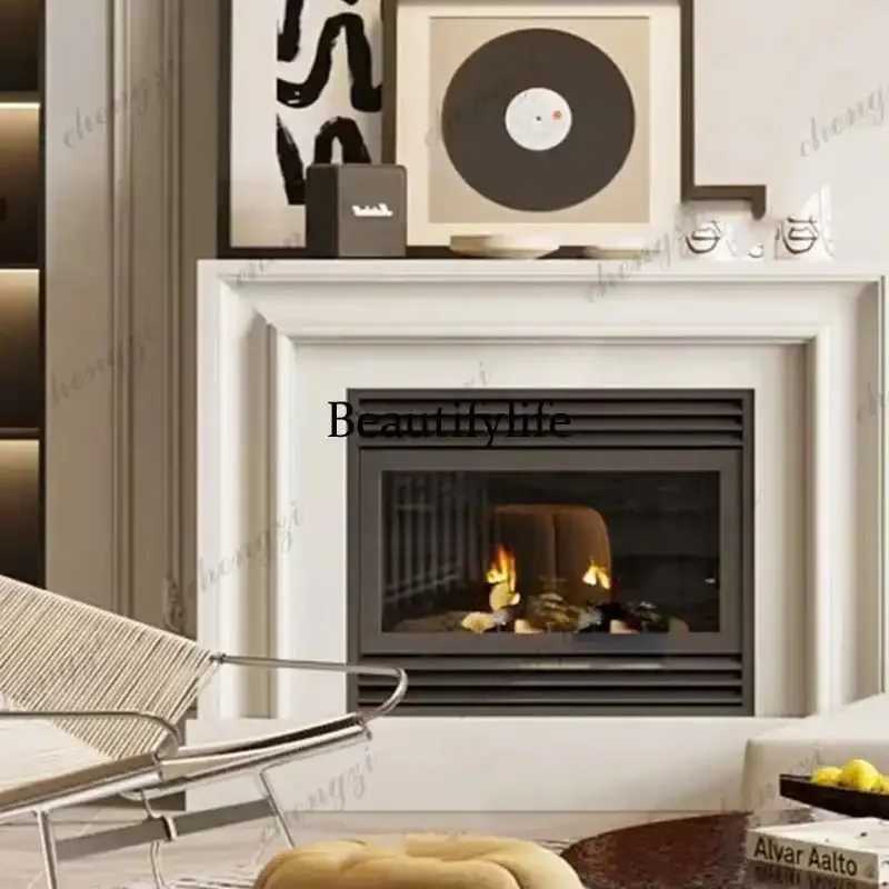 BBB White simple TV cabinet Solid wood American modern fireplace Living room European design entrance decorative cabinet