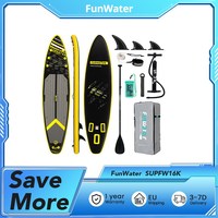 FunWater  SUPFW16K, 3 Fins, EVA Anti-Skid, Bungee Rope for Stable Adventures, 12.5kg Weight,180kg Capacity