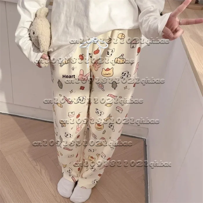 Loose Casual Cartoon Pajama Pants Women's Spring Summer Autumn Outdoor Wearable Home Air Conditioned Long Trousers.