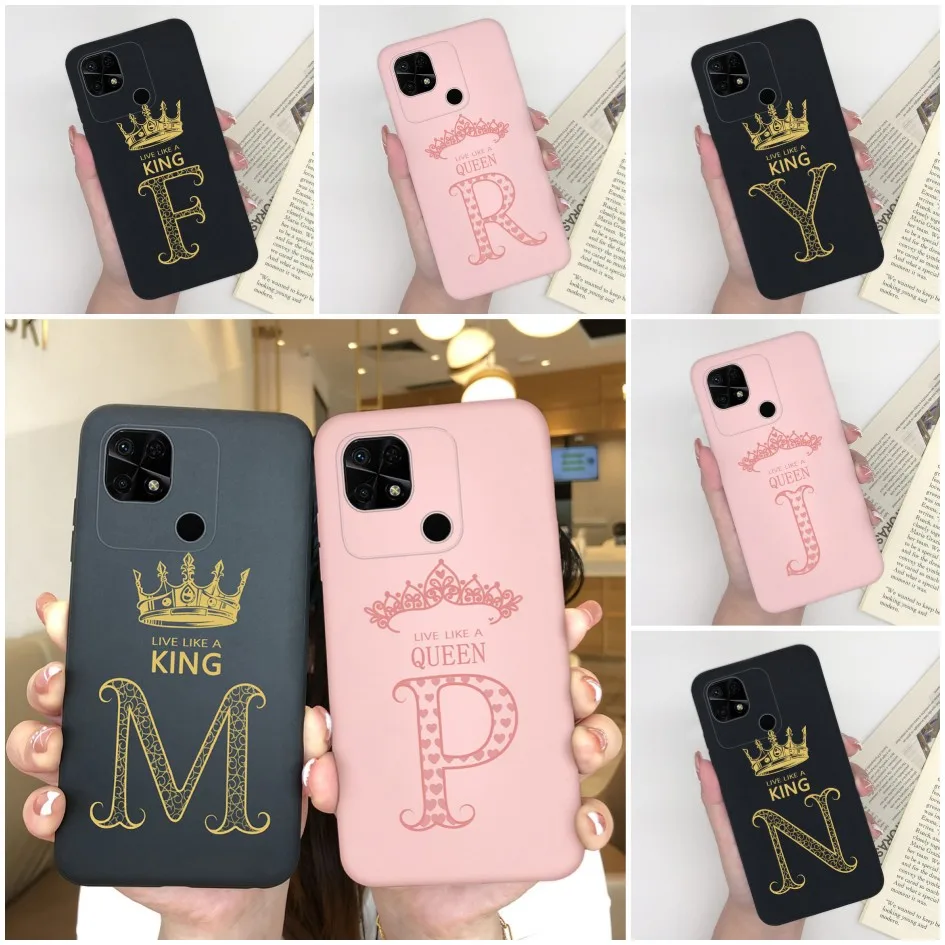 Phone Cover For Xiaomi Redmi 10C 4G New Case Luxury Atmospheric Graceful Crown Pattern Letters Silicone Back Cover For Redmi 10c