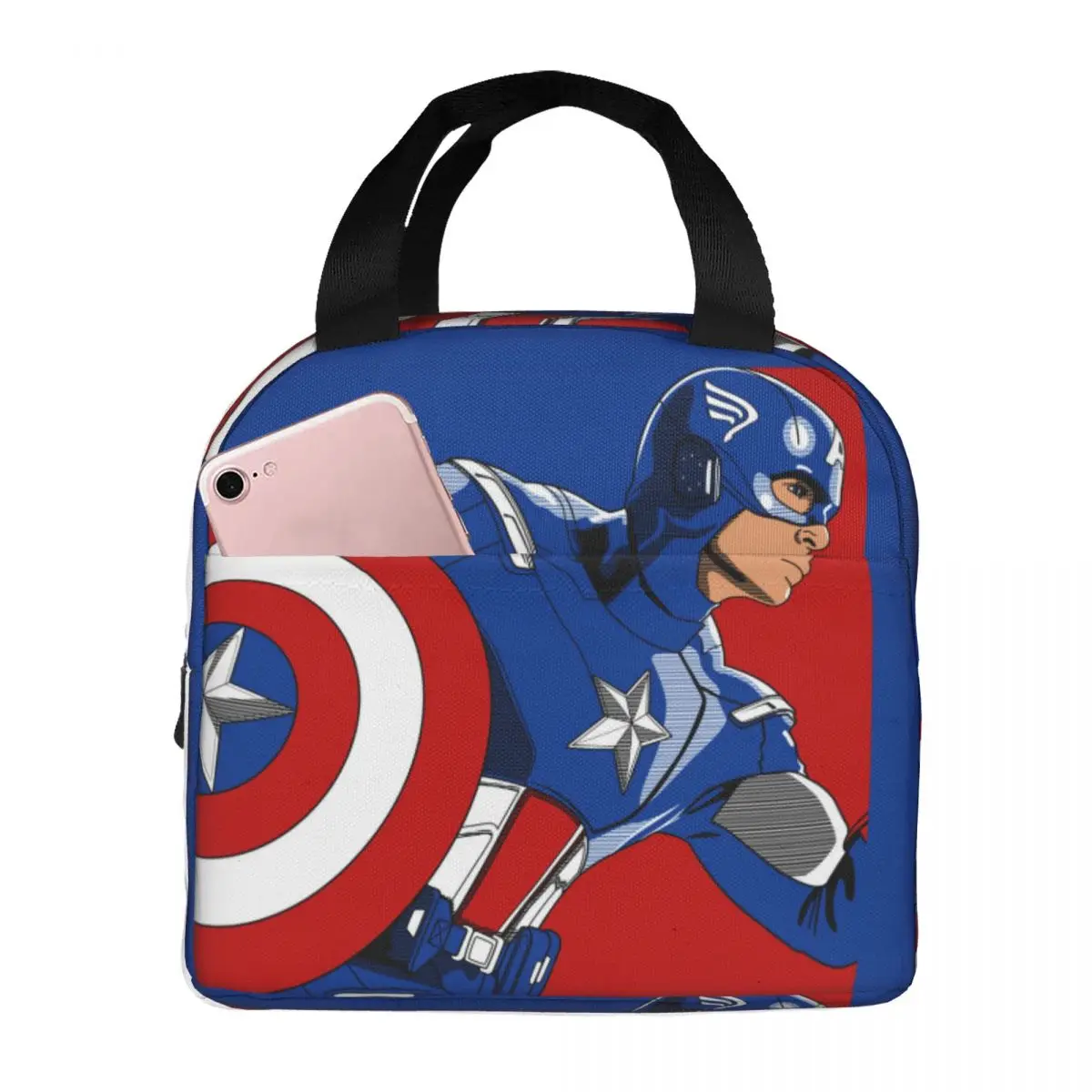 Zipper Closure Female Captain America Food Bags Reusable Hot Selling Marvel For Work Lunch Food Box