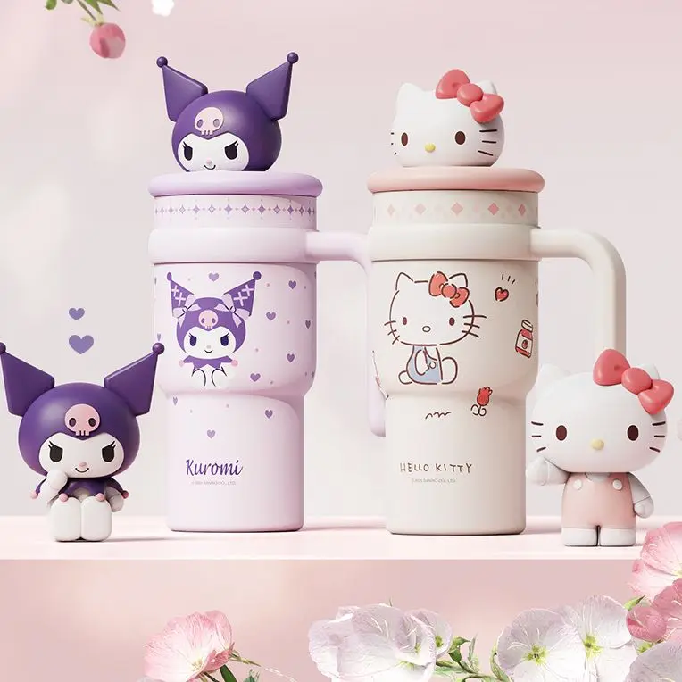 

New Large-Capacity Sanrio Thermos Cup Hello Kitty Kawaii Water Cup Juice Cup Coffee Cup 316 Stainless Steel Ice Cup Gifts