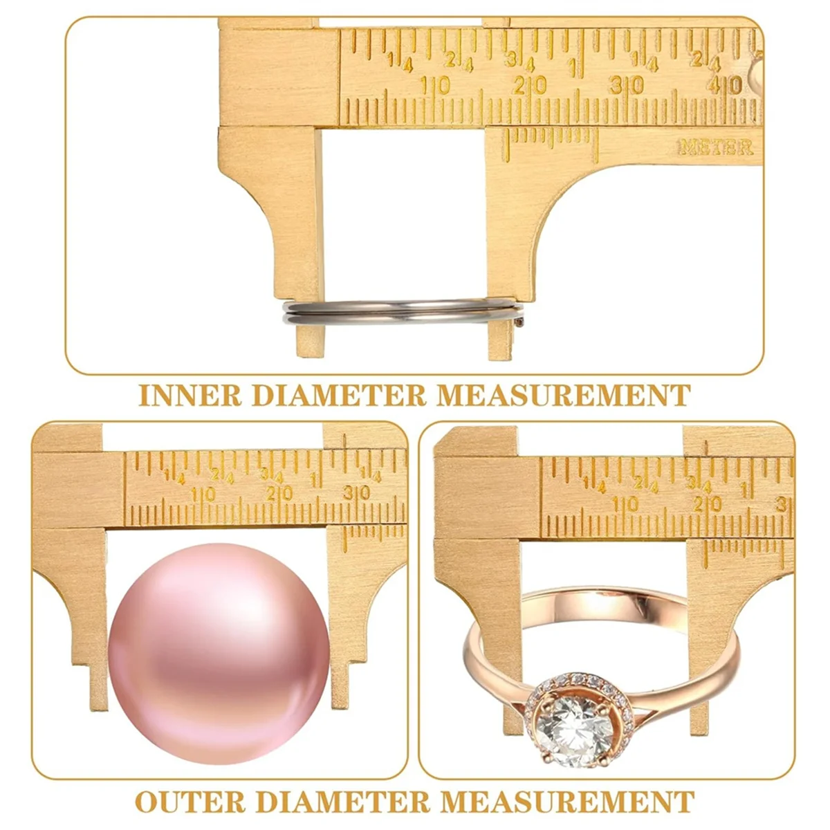ABNJ 4 Pieces Vernier Calipers Pocket Calipers Measuring Dual Scale Sliding Gauge Metal Pocket Ruler for Jewelry Measuring