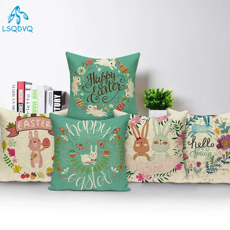 Decorative Throw Pillows Case Animals Lovely Rabbits Cartoon Pillow Cushion Cover for Child Bed Living Room Home Decor