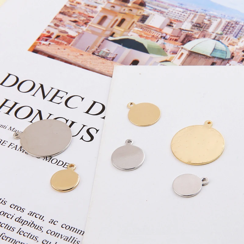 1pcs Diy Minimalist Accessories Round Piece With Hanging Stud Earrings Handmade Ear Jewelry Diy Material Pendant Charms