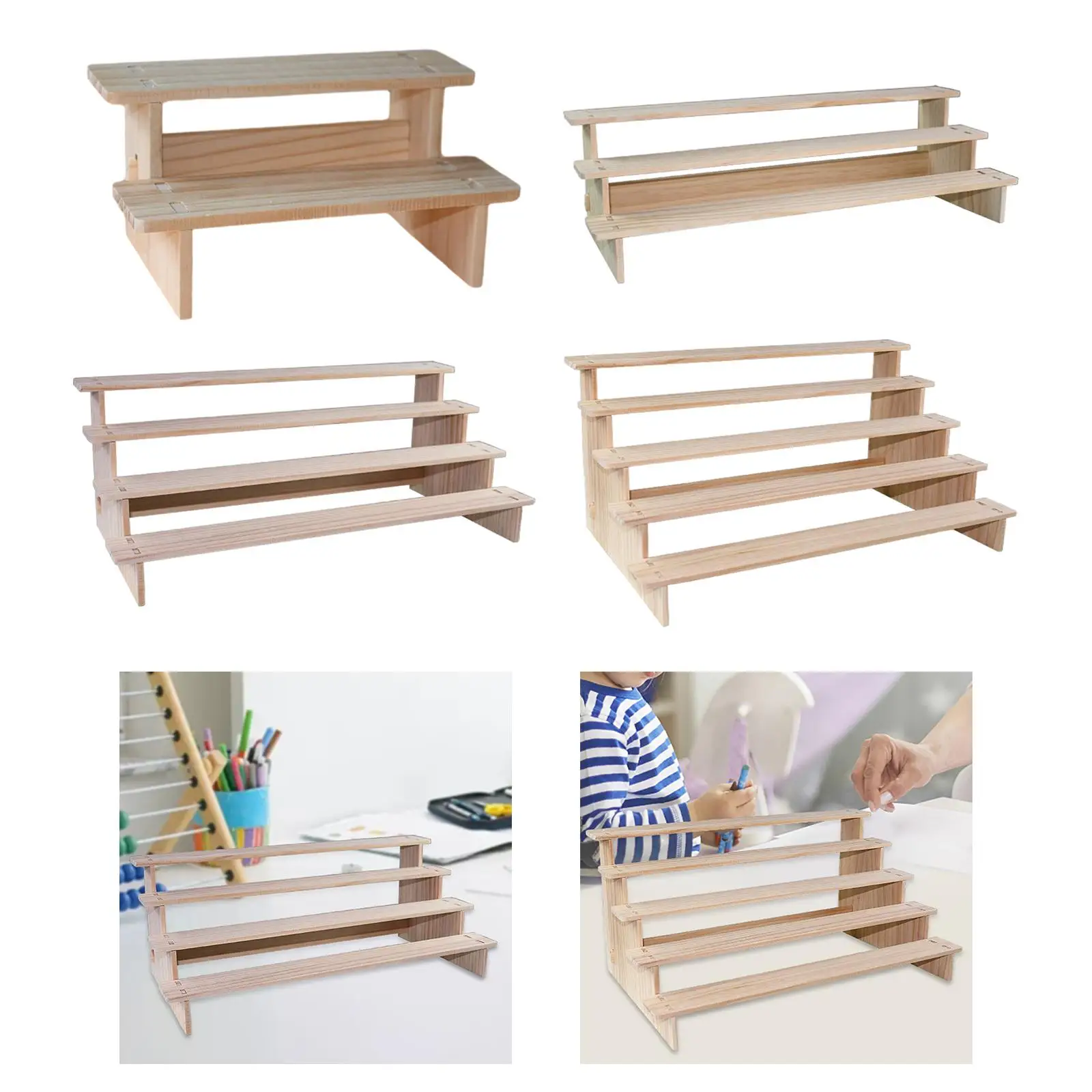 

Wood Display Riser Decor Showcase Fixtures for Figurines Toys Sculptures