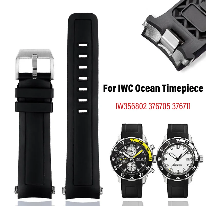 quick release Curved End Fluoro rubber Strap 22mm for IWC AQUATIMER Ocean Timepiece IW356802 IW376705 376711 watch band bracelet