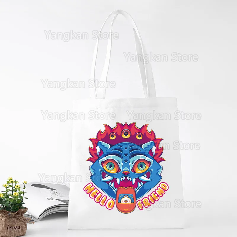 

KPop Demon Hunters Дизайнерские холщовые сумки на плечо Большая вместительная сумка для колледжа Harajuku Женская сумка Сумка для покупок