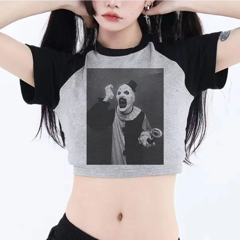 Terrifier korean fashion cyber y2k 2000s crop top girl graphic  cute korean fashion gothic  clothing