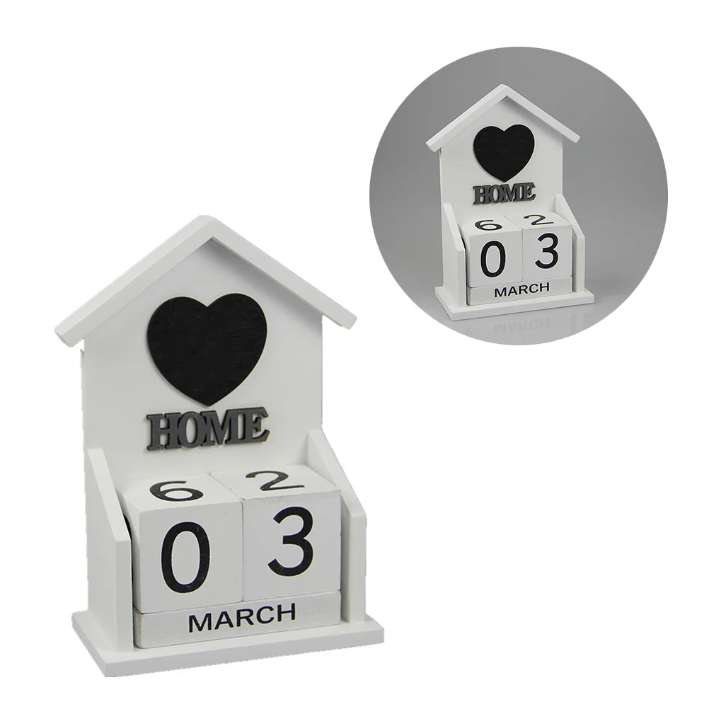 

Wooden Calendar House Shaped Desk Decoration Diy Desktop Perpetual Calendar Art Crafts For Home Office Decor Gift