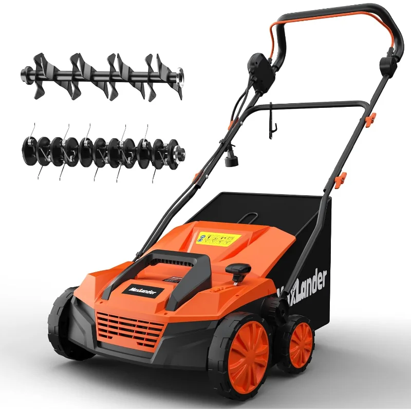 

MAXLANDER 15” 13 Amp Electric Dethatcher and Scarifier, 2-in-1 Lawn Dethatcher with 5-Position Depth Adjustment, 45L Removable