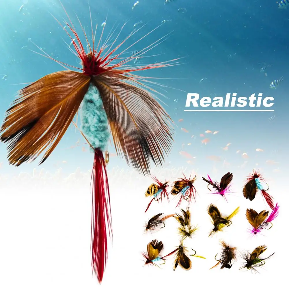 12Pcs/Set Fly Hook Stimulated Portable Nylon Simulation Moths Fly Fishing Swim Bait for Rivers