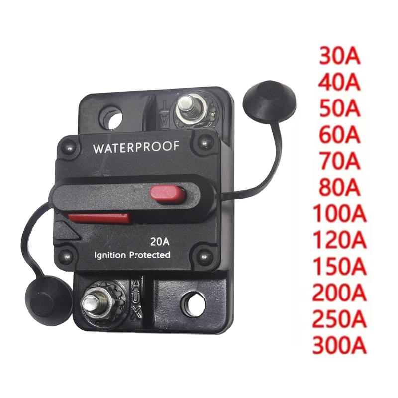 【1Set】30A-300A Circuit Breaker 12V Trolling with Manual Reset Boat Manual Power Protect for Audio Fuse Car 48VDC Waterproof