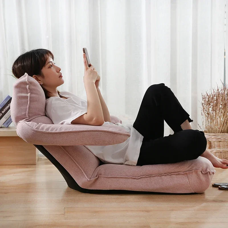 Lazy Sofa Tatami Single Foldable Adjustable Backrest Bedroom Armrest Seat Balcony Bay Window Backrest Chair Fauteuil Salon