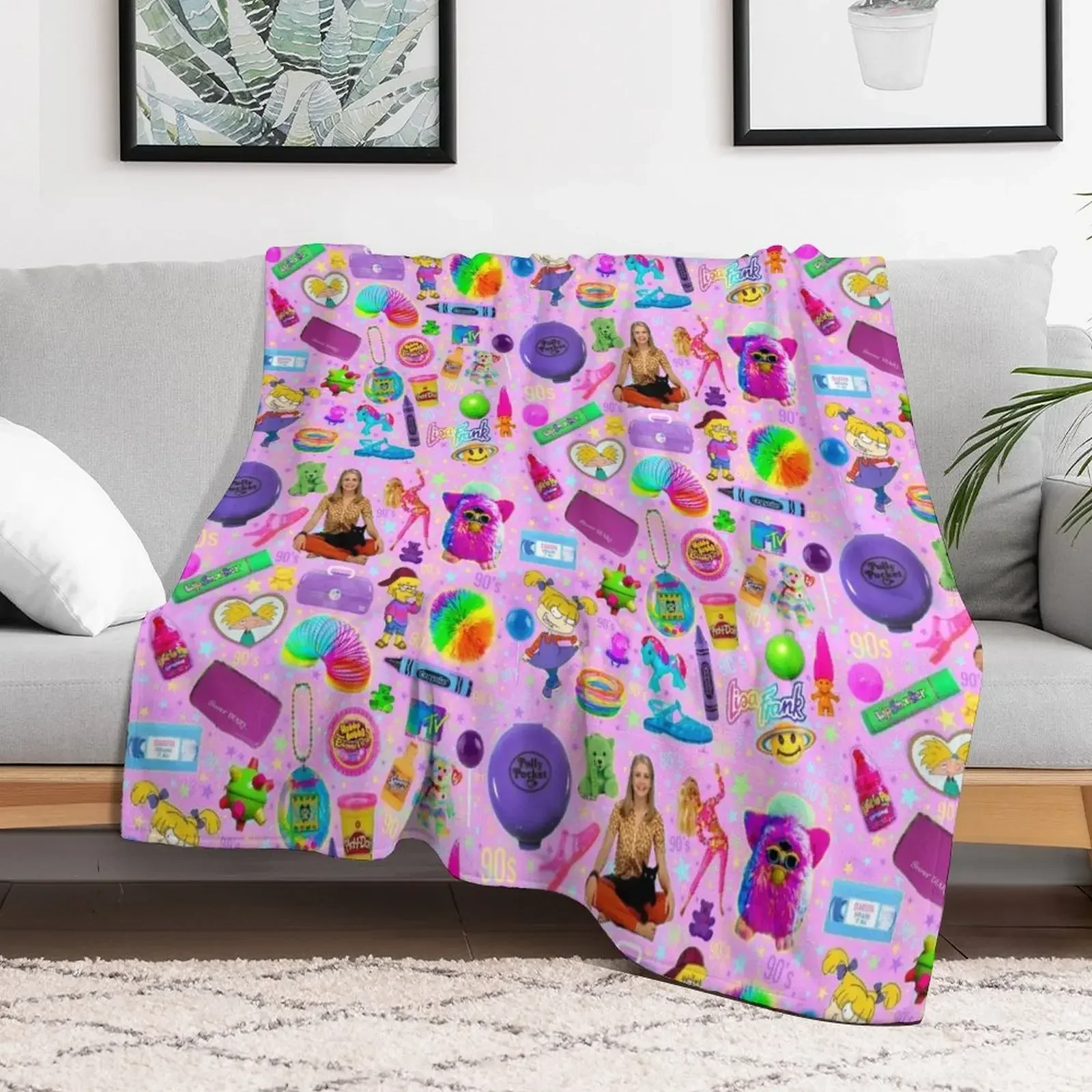 Bubblegum Nineties Throw Blanket Sofa Throw Retros Baby Blankets