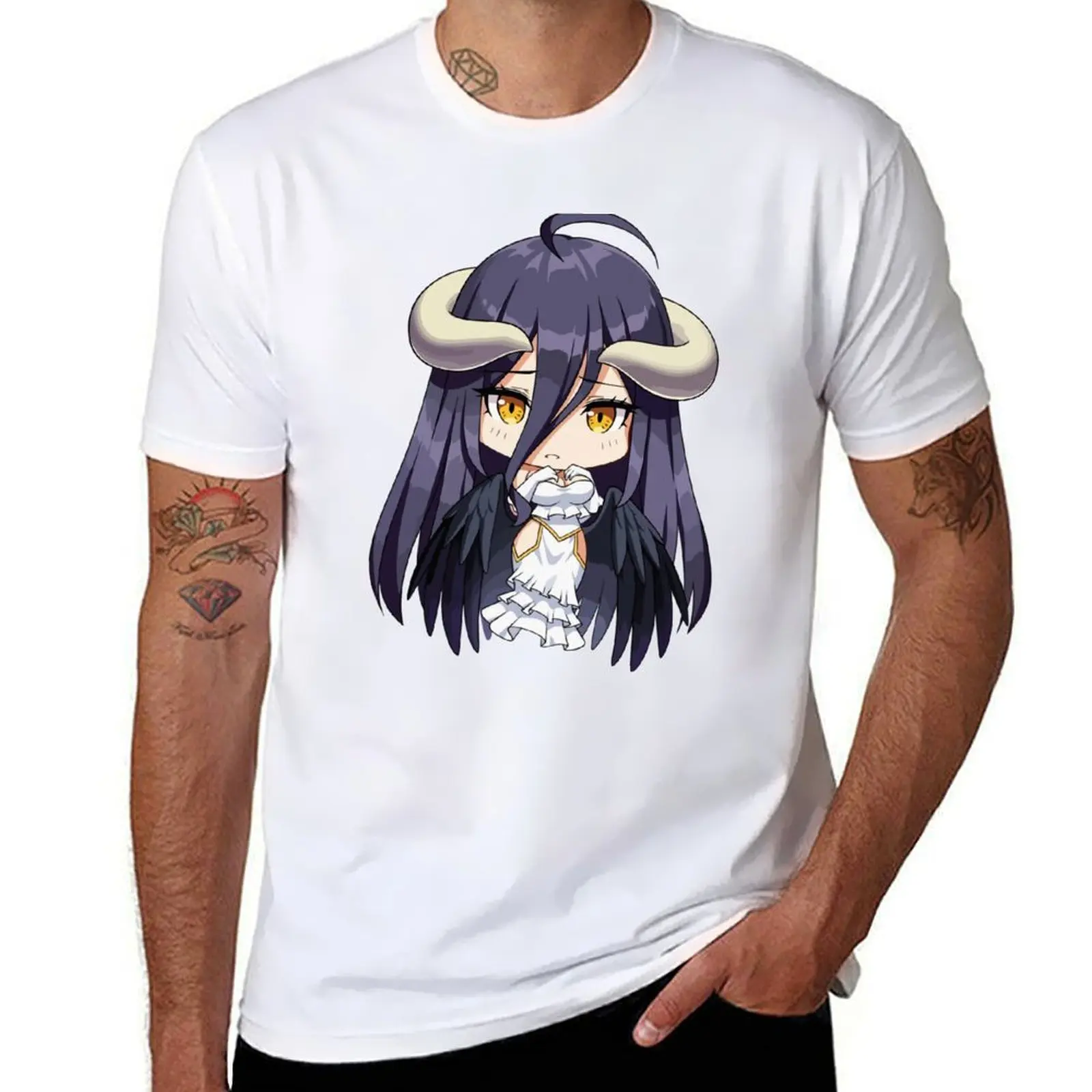 

Футболка Albedo Chibi Overlord, мужская футболка, хлопковая футболка, мужская хлопковая футболка