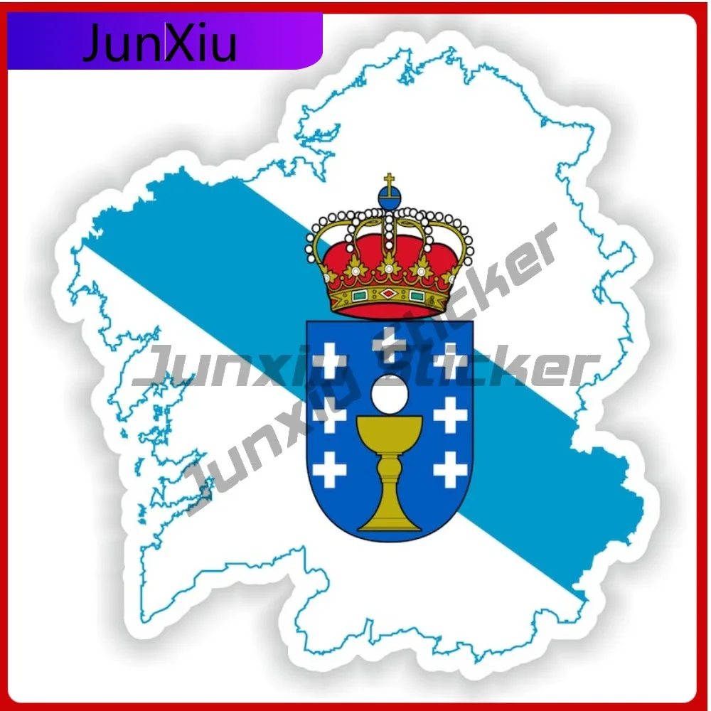 

Galicia Spain National Flag And Emblem Map Shape Stickers Decorative Rv Camper Stickers For Car Custom Pictures Waterproof Decal
