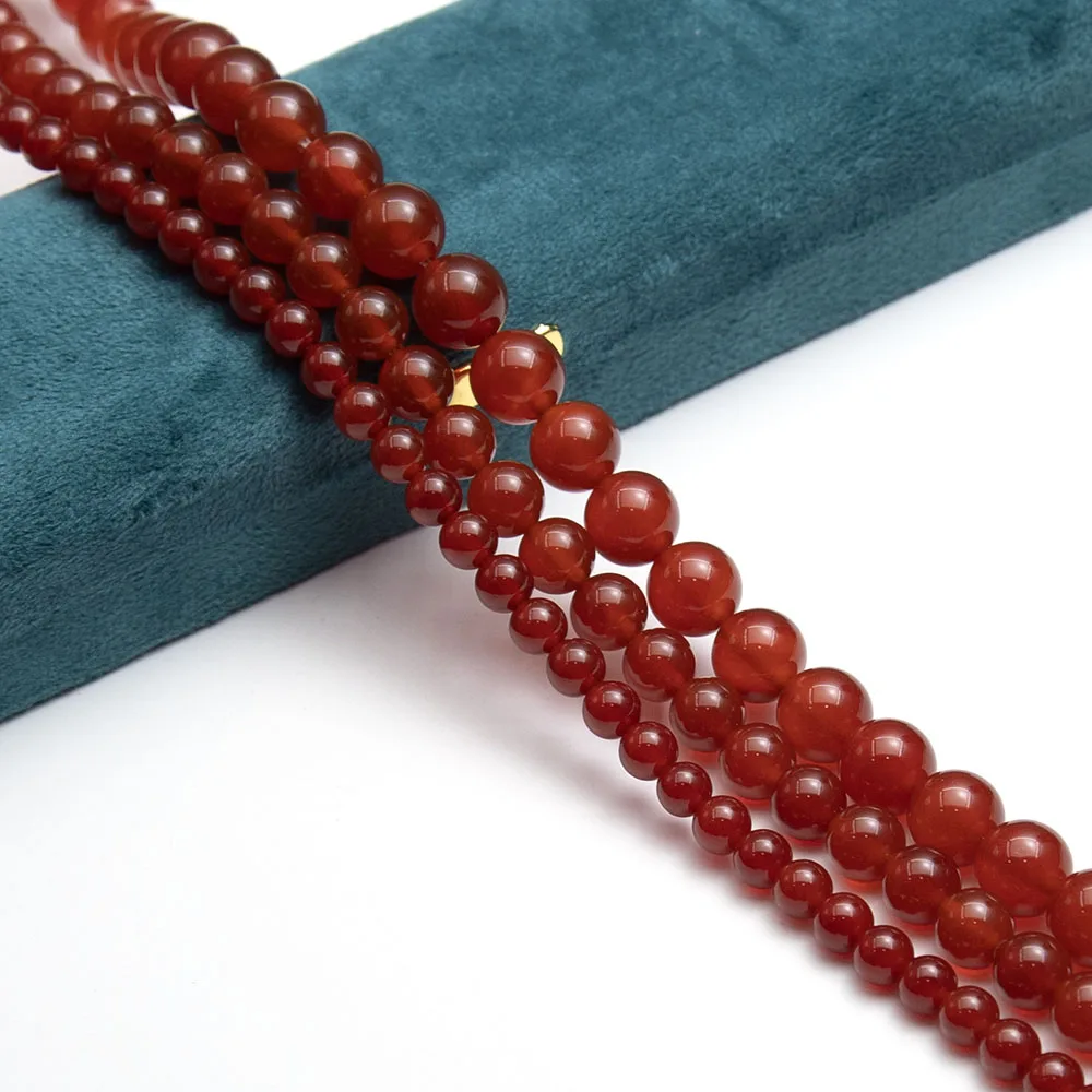 الطبيعية العقيق الأحمر الخرز ستراند 4/6/8/10/12 مللي متر السلس شكل دائري DIY بها بنفسك صنع قلادة أساور أقراط اكسسوارات جودة عالية #3