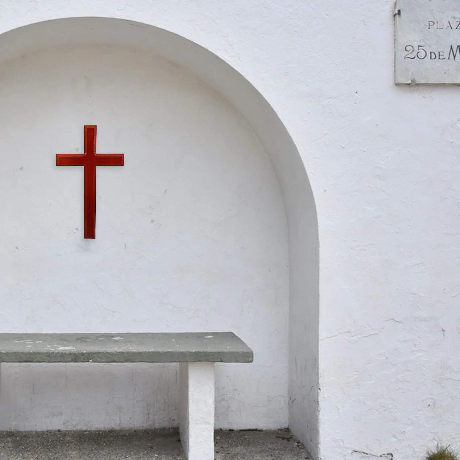 

Wooden Wall Cross Medium Size Round Edge Smooth Surface Living Room Bedroom Decor Religious Cross Ornament for Home Church Wall