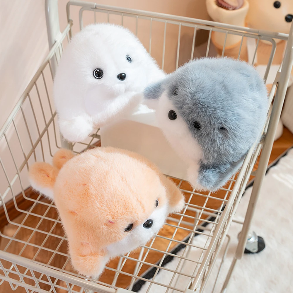 Juguetes de peluche con sello regordete, ballena Orca esponjosa, Animal del océano relleno, ballena asesina, muñecas suaves con pequeños ojos negros, regalo de cumpleaños