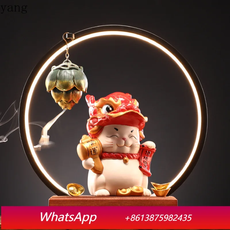 

CX new Chinese lamp ring ceramic lucky cat ornament housewarming new home opening creative gift
