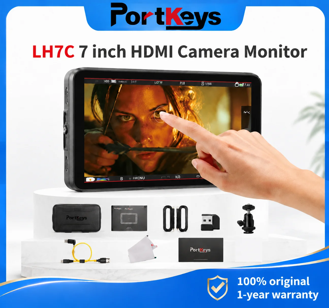 Portkeys LH7C Camera Monitor 7-Inch 1000 Nits Daylight Viewable Touchscreen